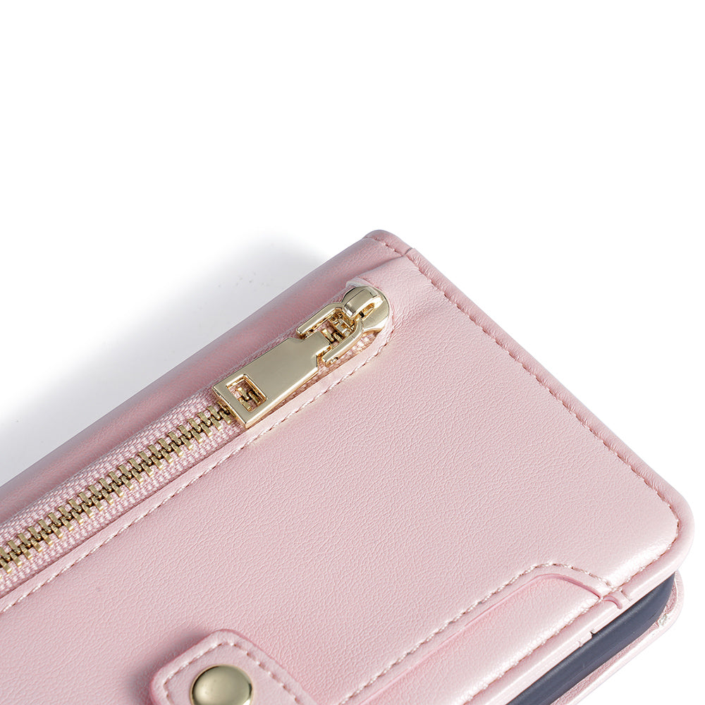 Card Slots Phone Stand Case for Motorola Moto E13 4G Zipper Pocket Leather Phone Cover with Straps Card Slots Phone Stand Case for Motorola Moto E13 4G Zipper Pocket Leather Phone Cover with Straps